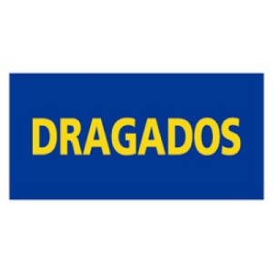 Texto "DRAGADOS" sobre fondo azul